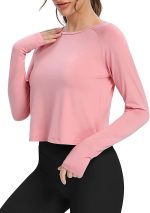 Bestisun Long Sleeve Cropped Tops Athletic Workout Athletic Yoga Gym Crop Tops for Women - Image 2